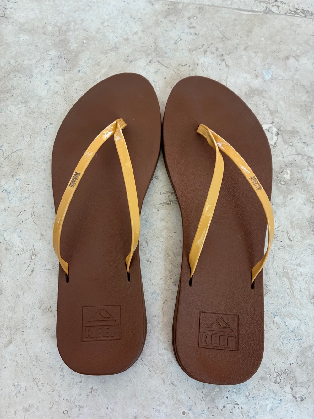Reef Women's Brown Sandals with Mustard Yellow Straps